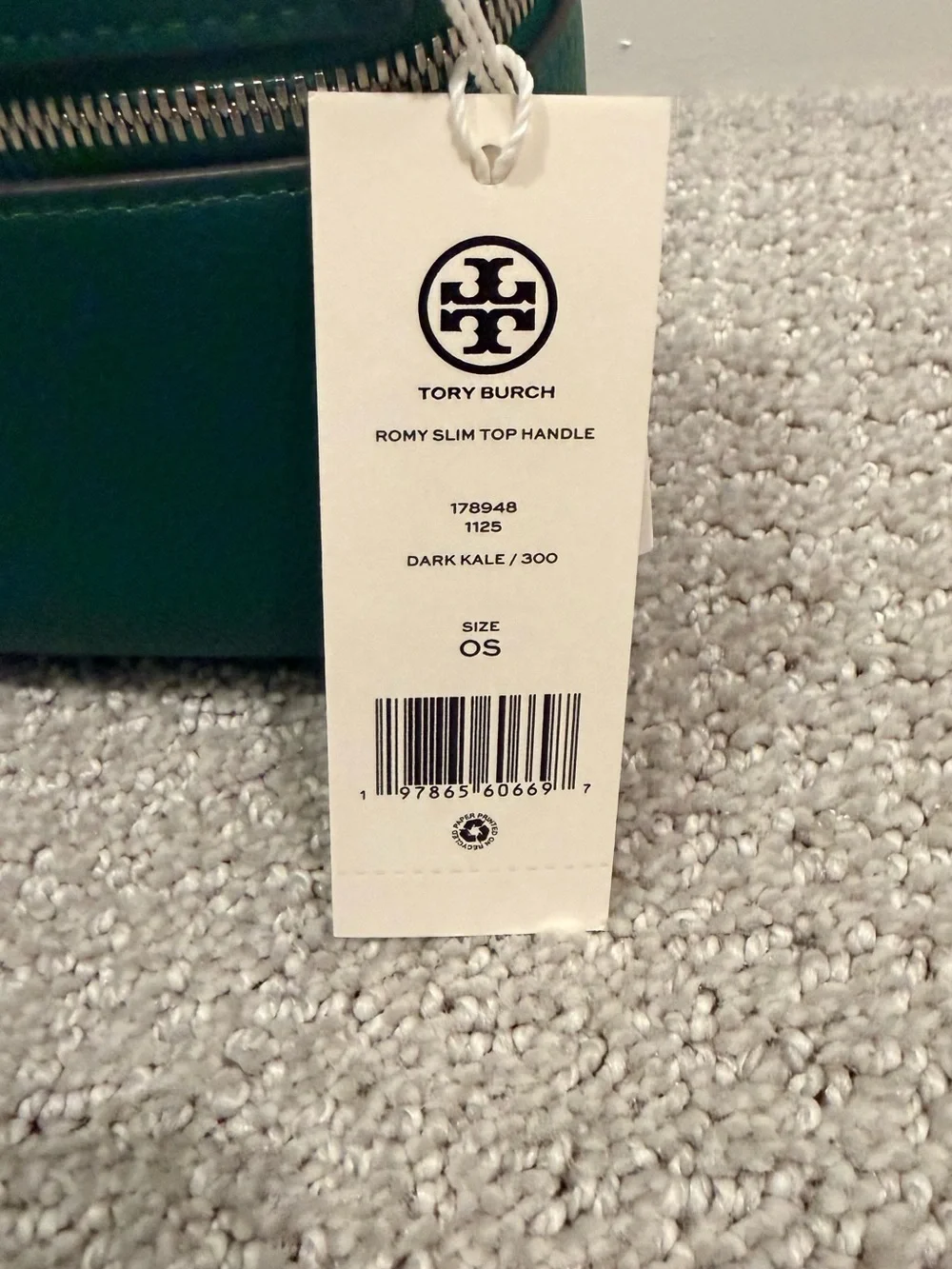 Tory Burch Romy Slim Top Handle Crossbody Bag Green $295 NWT